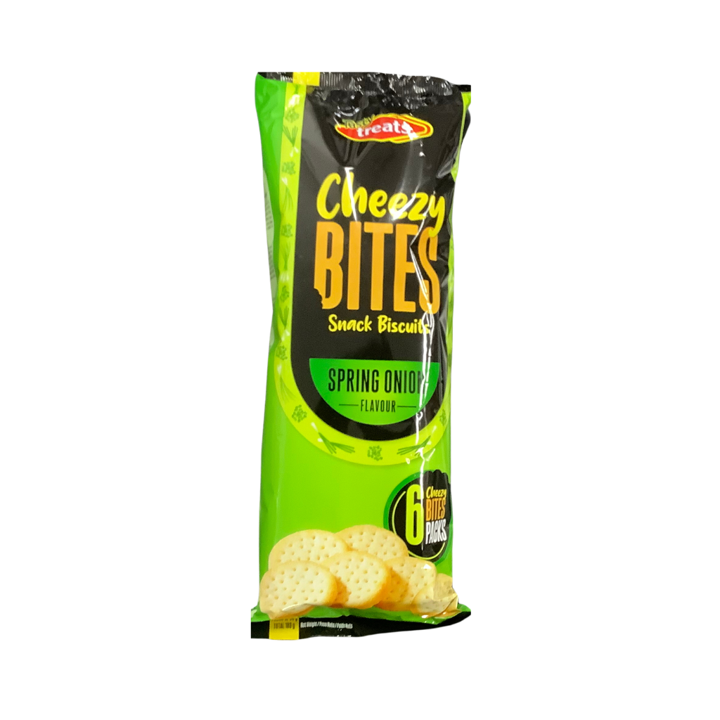 Treats Cheezy Bites Snack Biscuits Spring Onion Flavour 6 x 30g