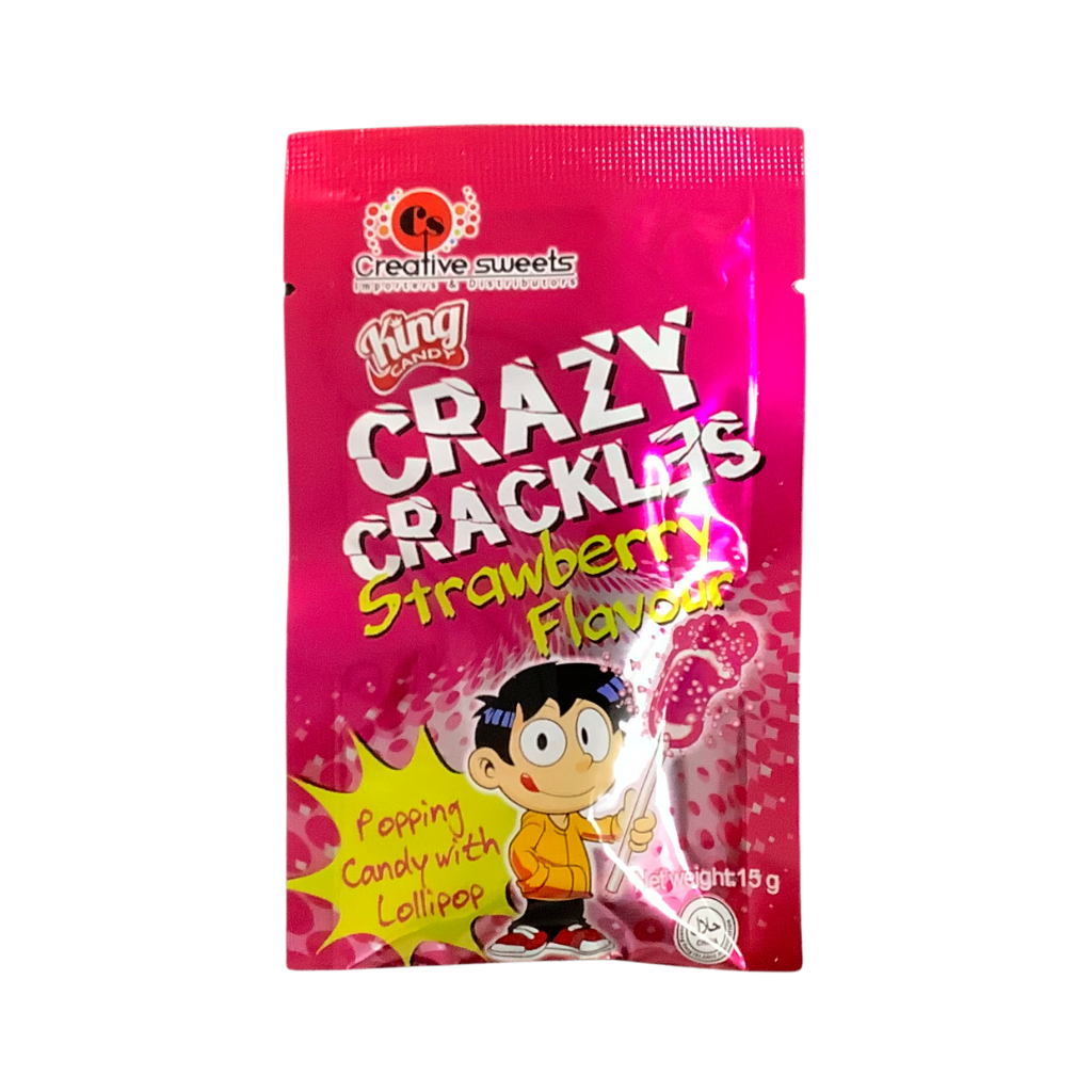 Crazy Crackles with Lollipop Strawberry Flavour 15g