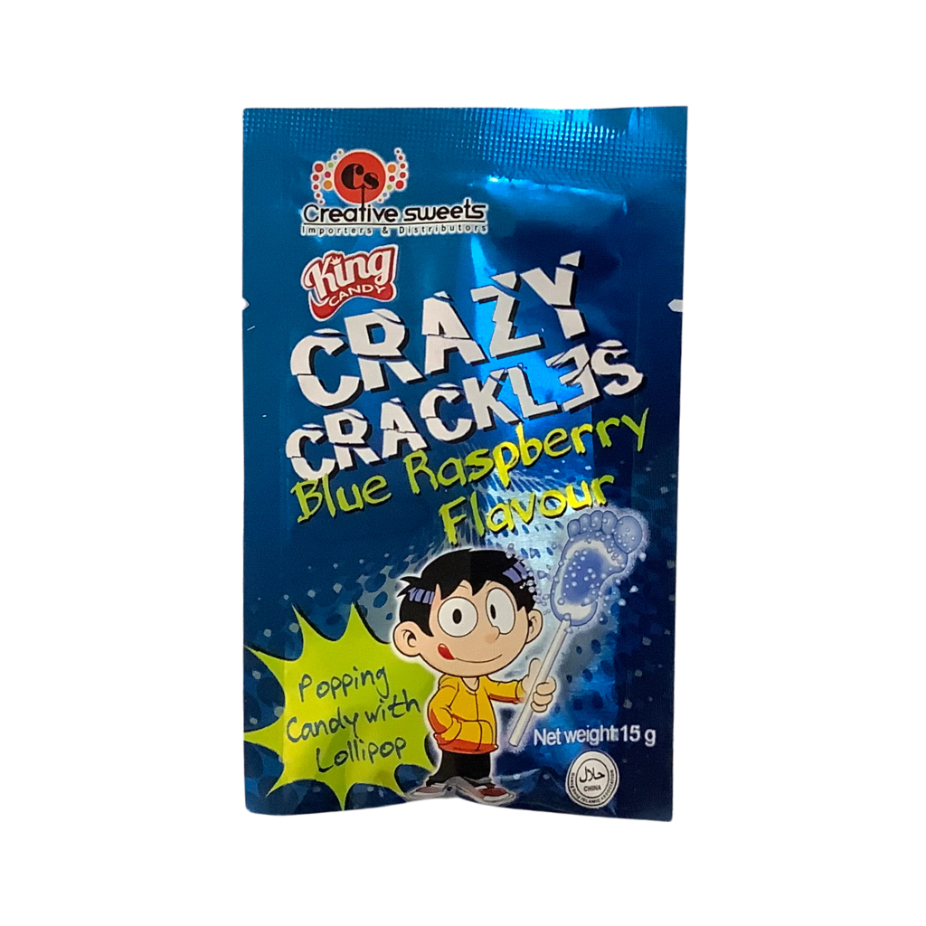 Crazy Crackles with Lollipop Blue Raspberry Flavour 15g