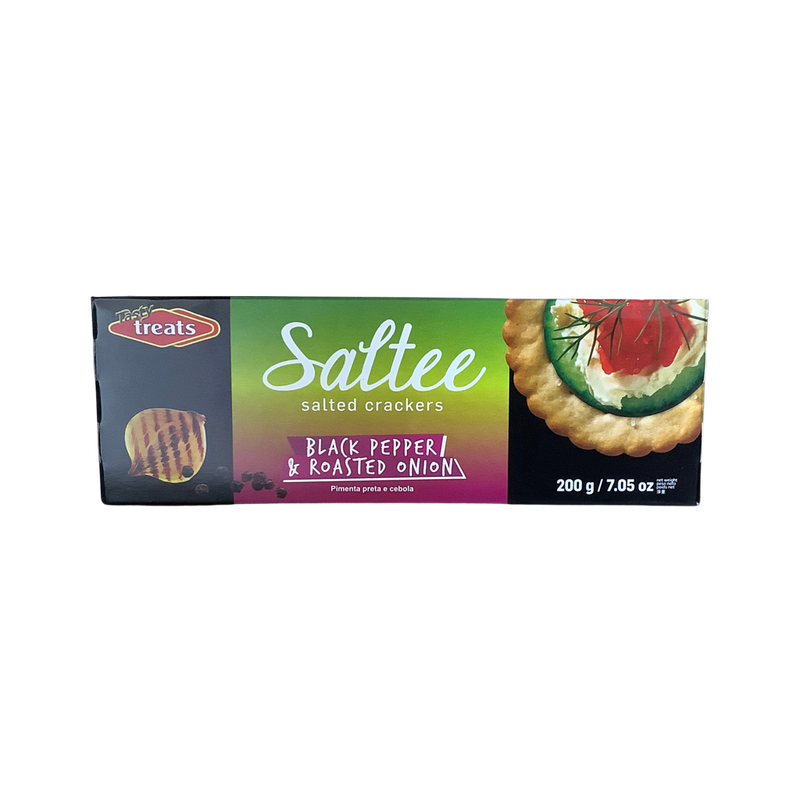 Saltee Salted Crackers Black Pepper &amp; Roasted Onion 200g