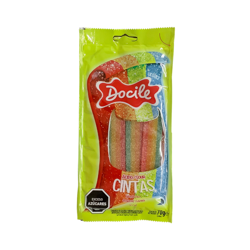 Docile Sour Rainbow Belts 70g