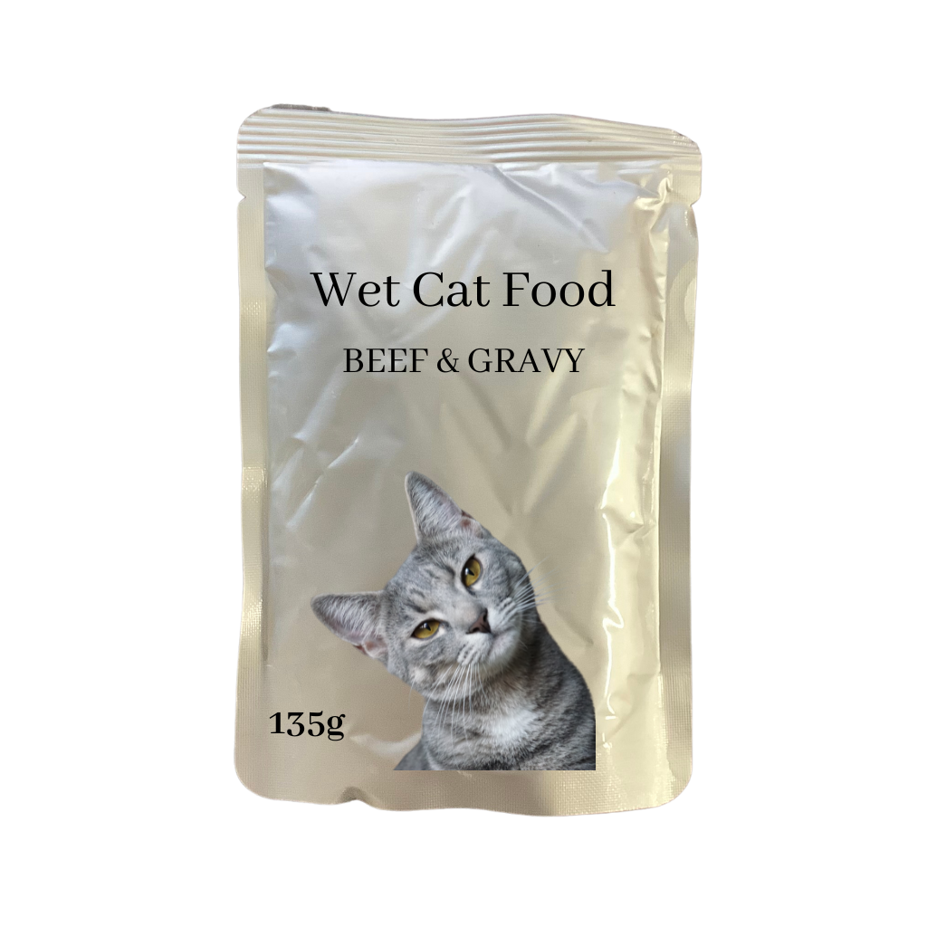 Wet Cat Food Beef in Gravy Pouch 135g