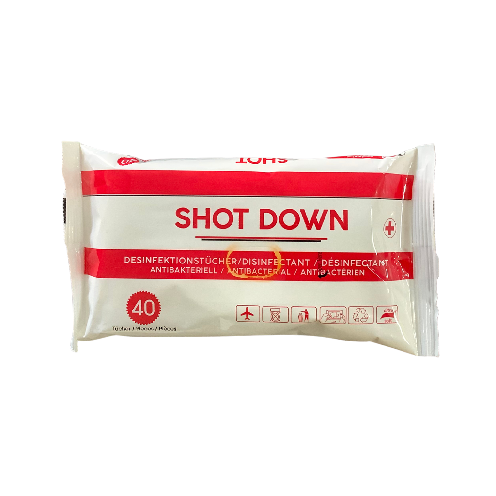 Shot Down Disinfectant Antibacterial Wipes 40 Pieces