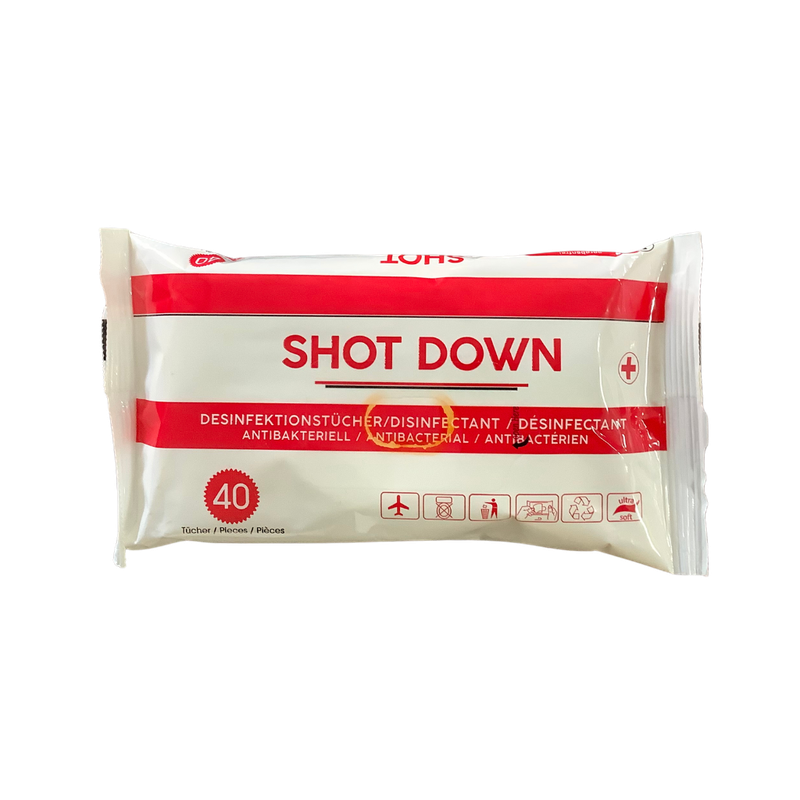 Shot Down Disinfectant Antibacterial Wipes 40 Pieces