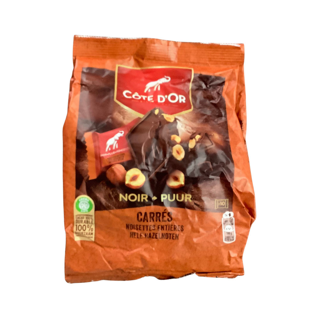 Cote D&#39;Or Carres Dark Chocolate with Hazelnuts Pouch 200g