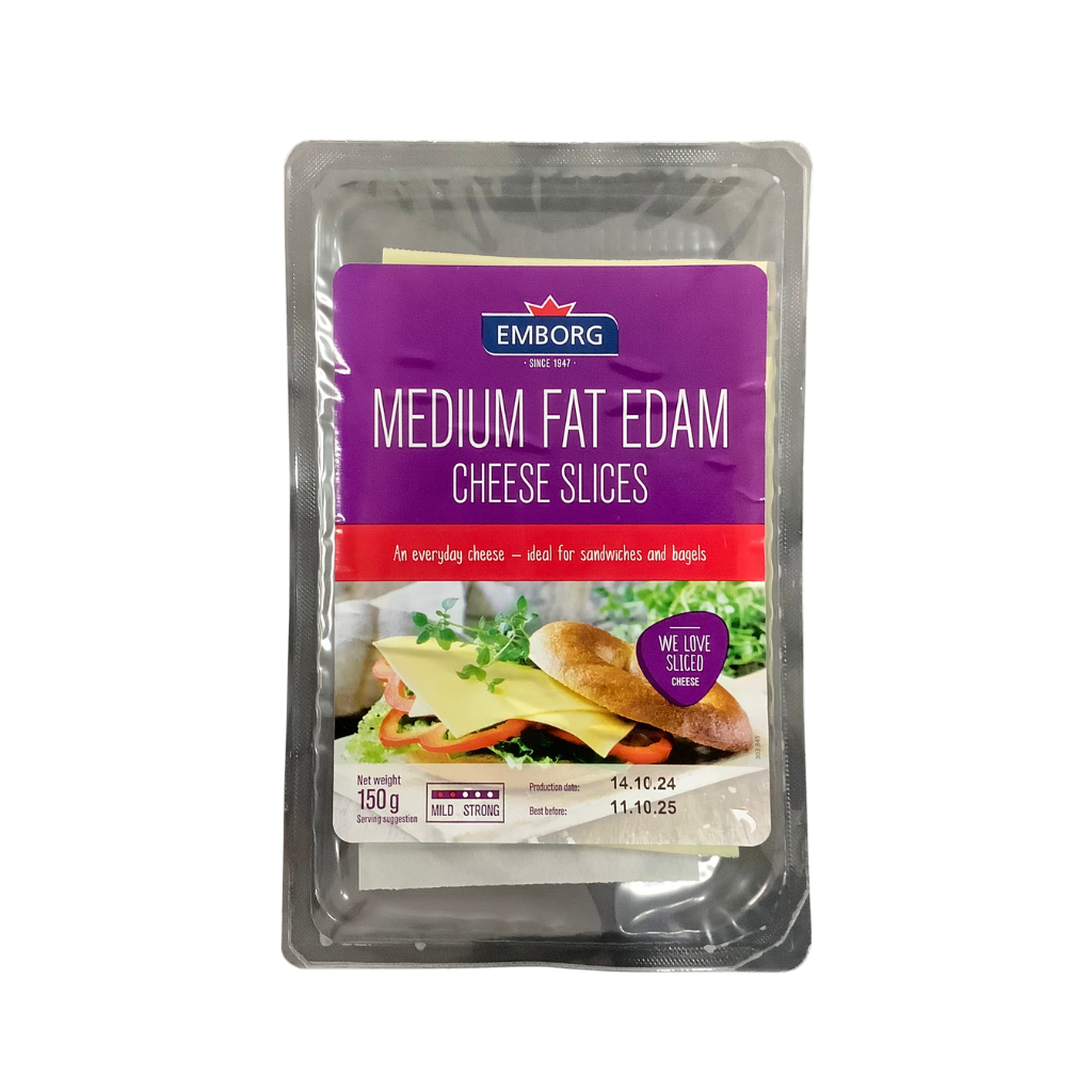 Emborg Medium Fat Edam  Cheese Slices 150g