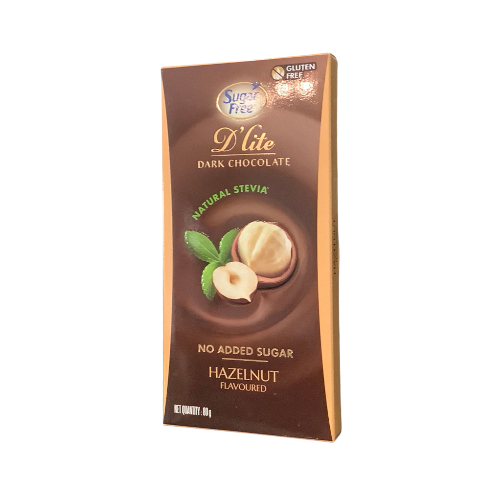 D&#39;Lite Dark Chocolate Hazelnut Flavoured 80g