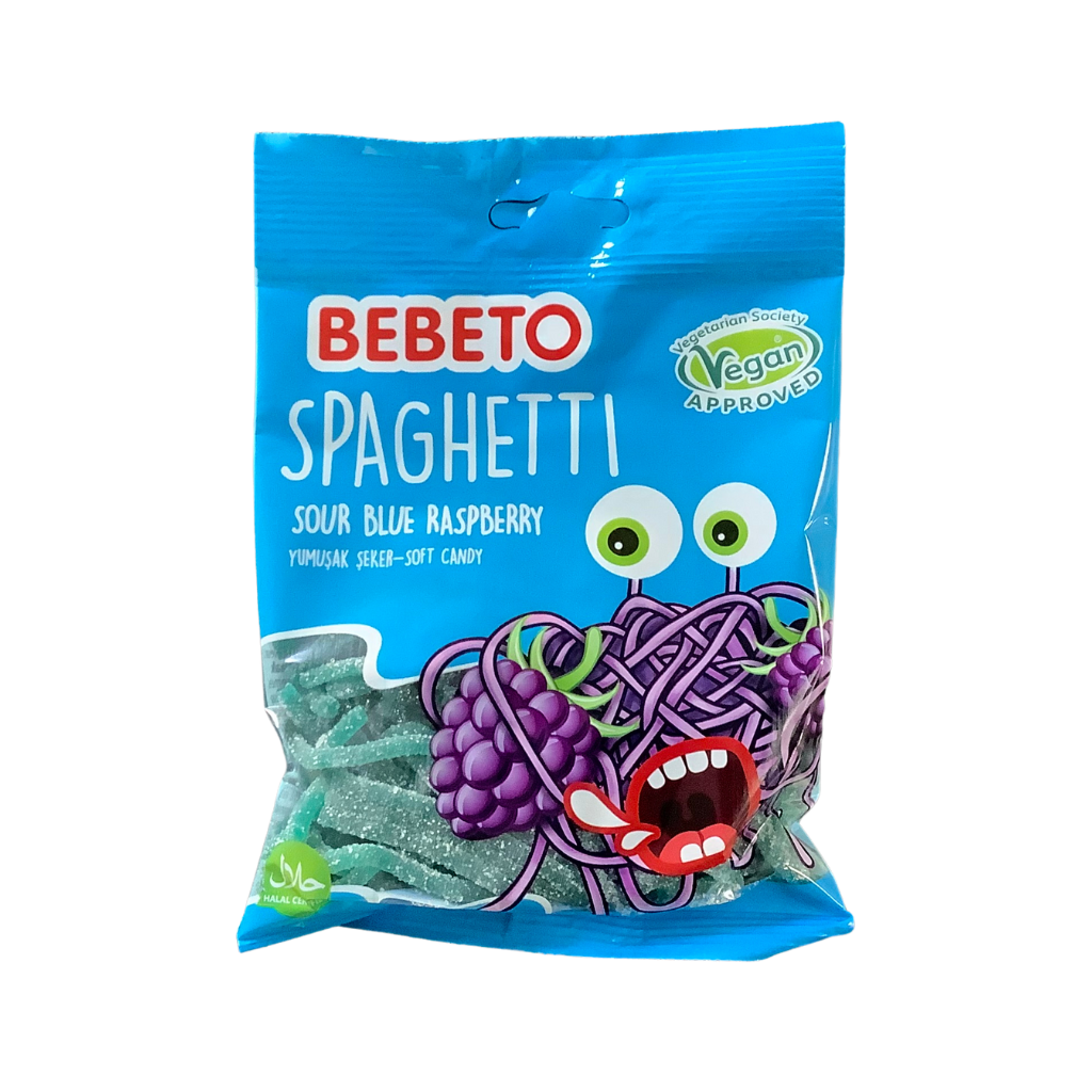 Bebeto Spaghetti Sour Blue Raspberry 80g
