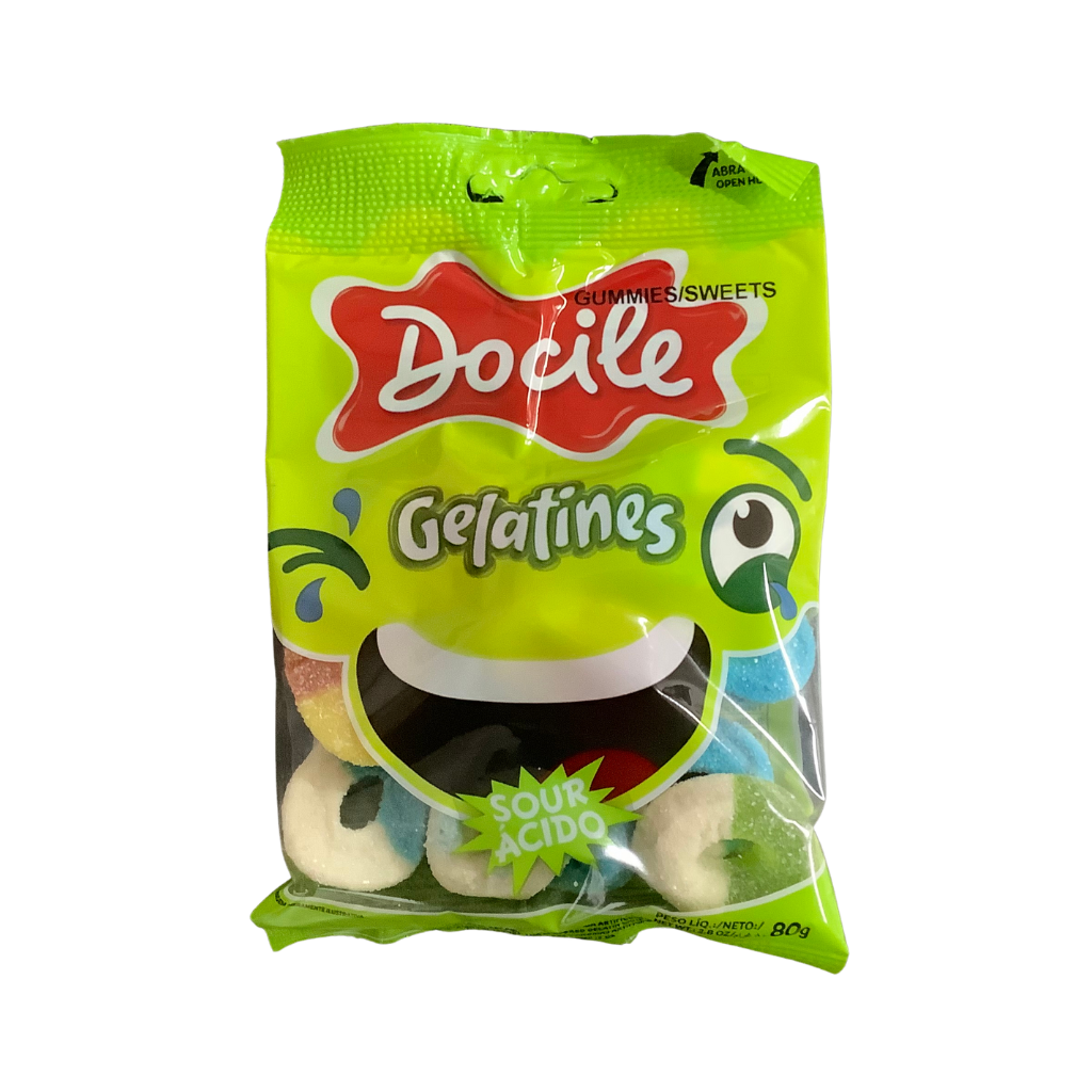 Docile Gelatines Sour Rings 80g