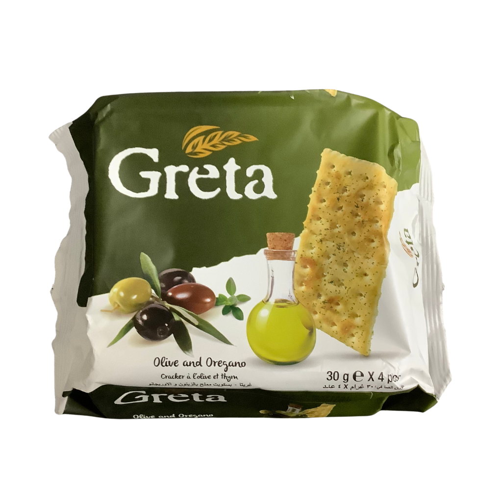Greta Crackers Salted Olive &amp; Oregano 4 x 30g