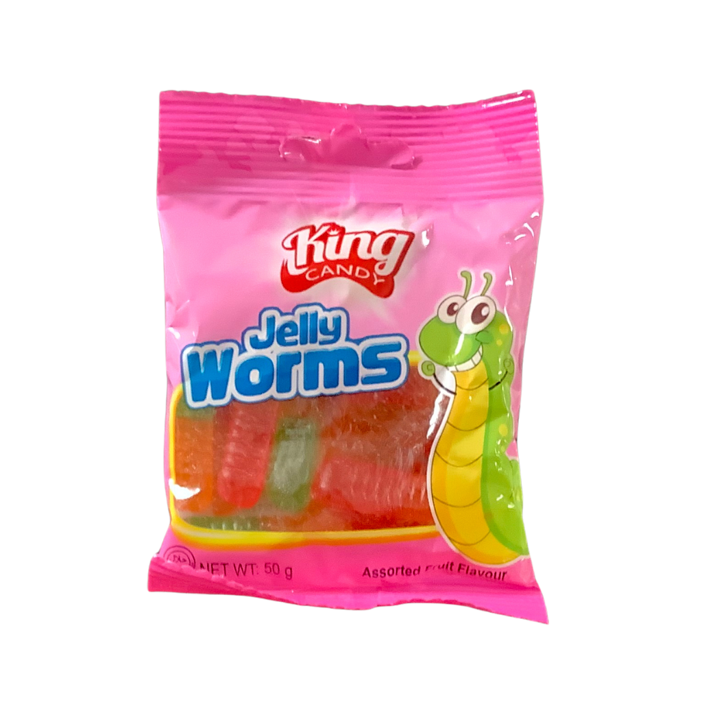 King Candy Jelly Worms  Fruit Flavours 50g