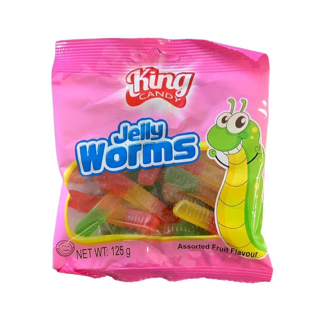 King Candy Jelly Worms  Fruit Flavours 125g