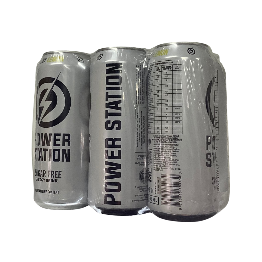 Power Station Dry Lemon  Sugar Free Energy Drink 6 x 500ml