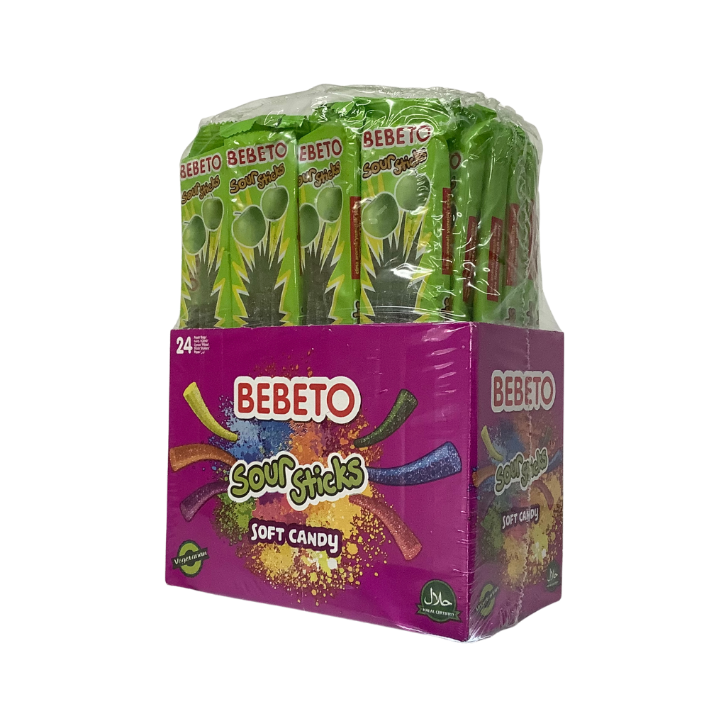 Bebeto Sour Sticks Apple Flavoured Soft Candy 24 X 35g