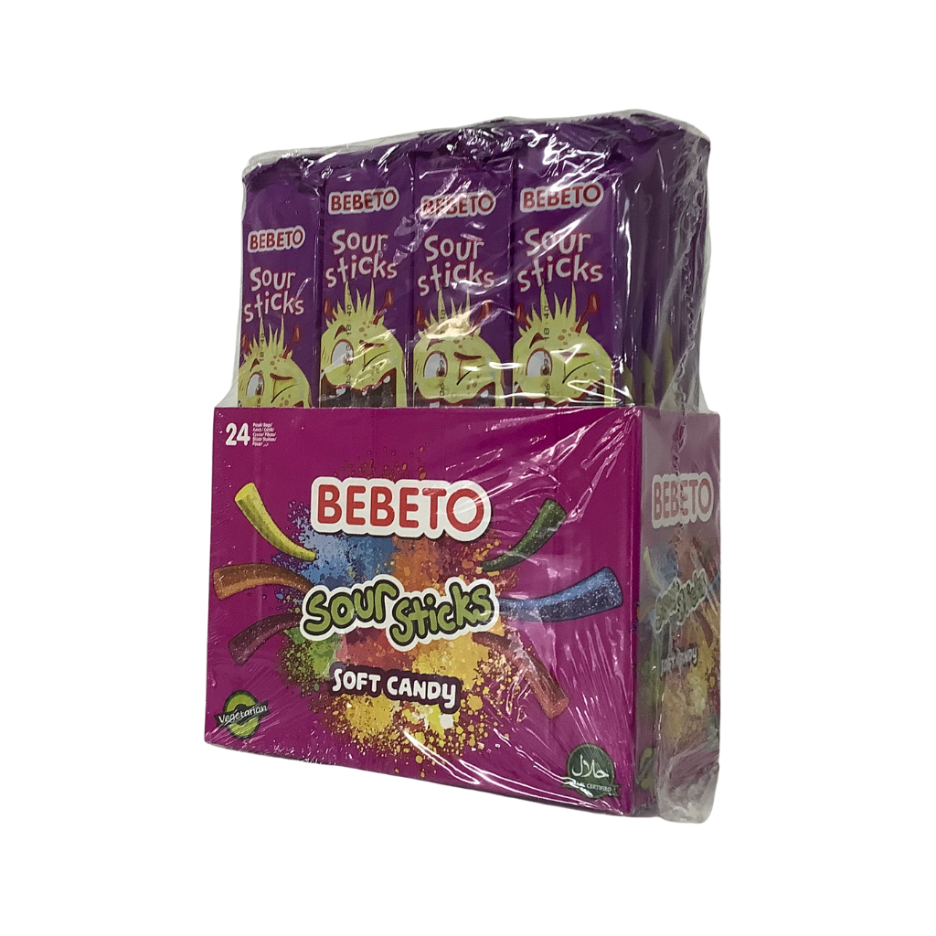Bebeto Sour Sticks Black Currant Flavoured soft candy 24 x 35g