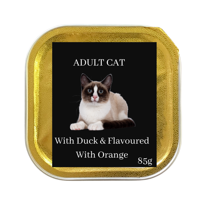 Cat Food With Duck &amp; Flavoured Oranges Alu Tub 85g