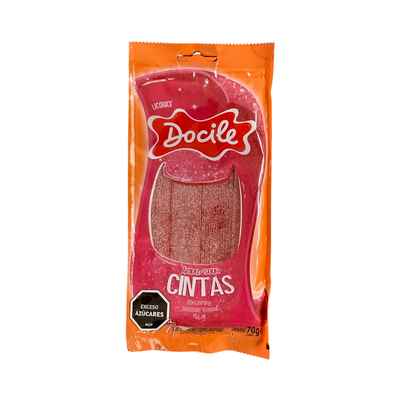 Docile Sour Strawberry Belts 70g