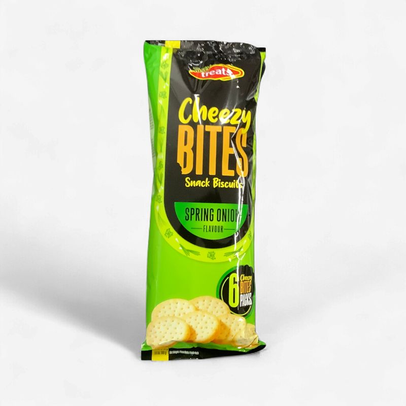 Treats Cheezy Bites Snack Biscuits Spring Onion Flavour 6 x 30g