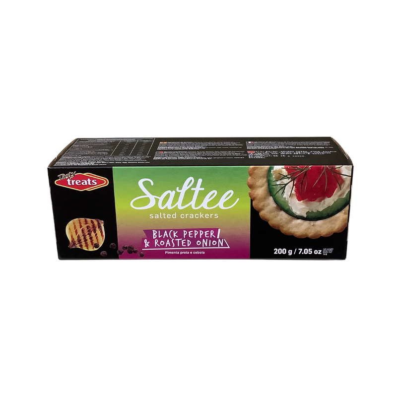 Saltee Salted Crackers Black Pepper &amp; Roasted Onion 200g