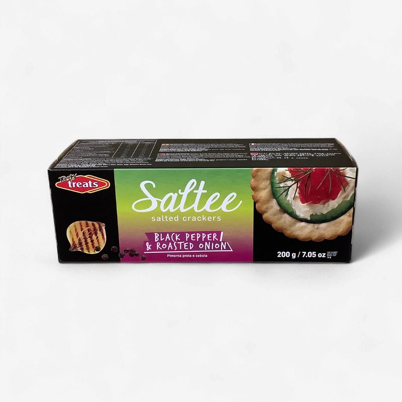 Saltee Salted Crackers Black Pepper &amp; Roasted Onion 200g