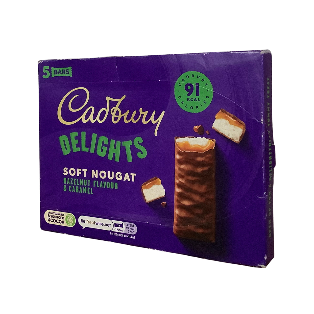 Cadbury Delights Soft Nougat Hazelnut Flavour Caramel 5 x 22g