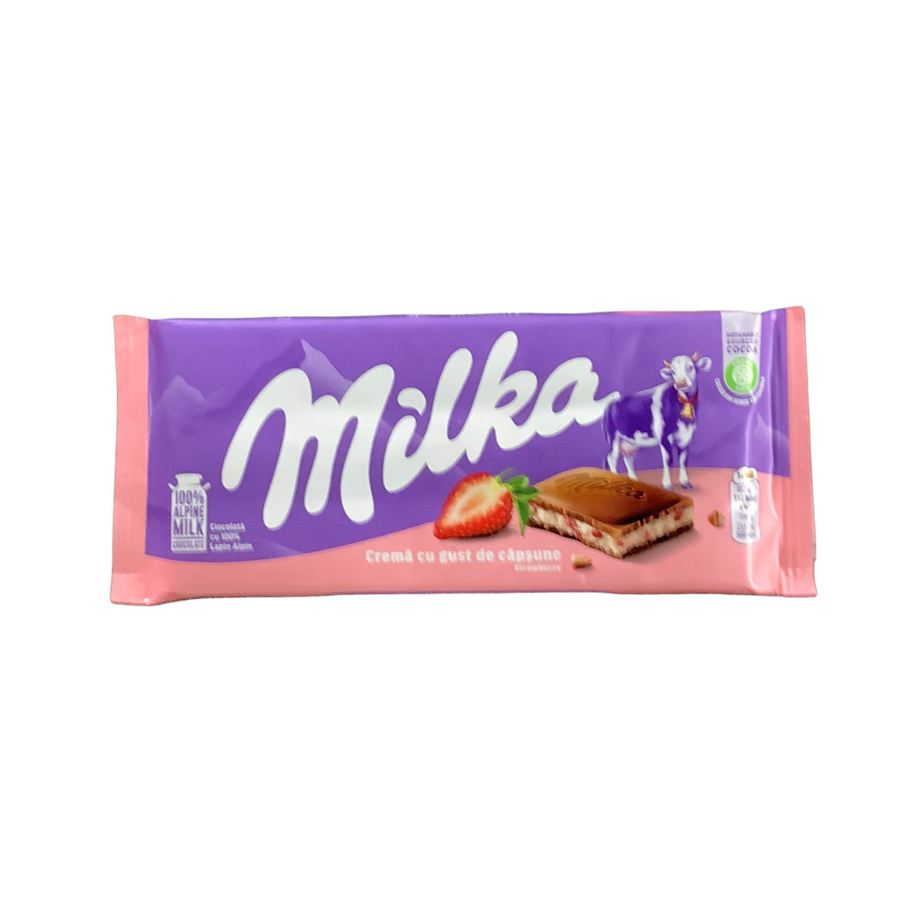 Milka Milk Chocolate Strawberry Creme 100g