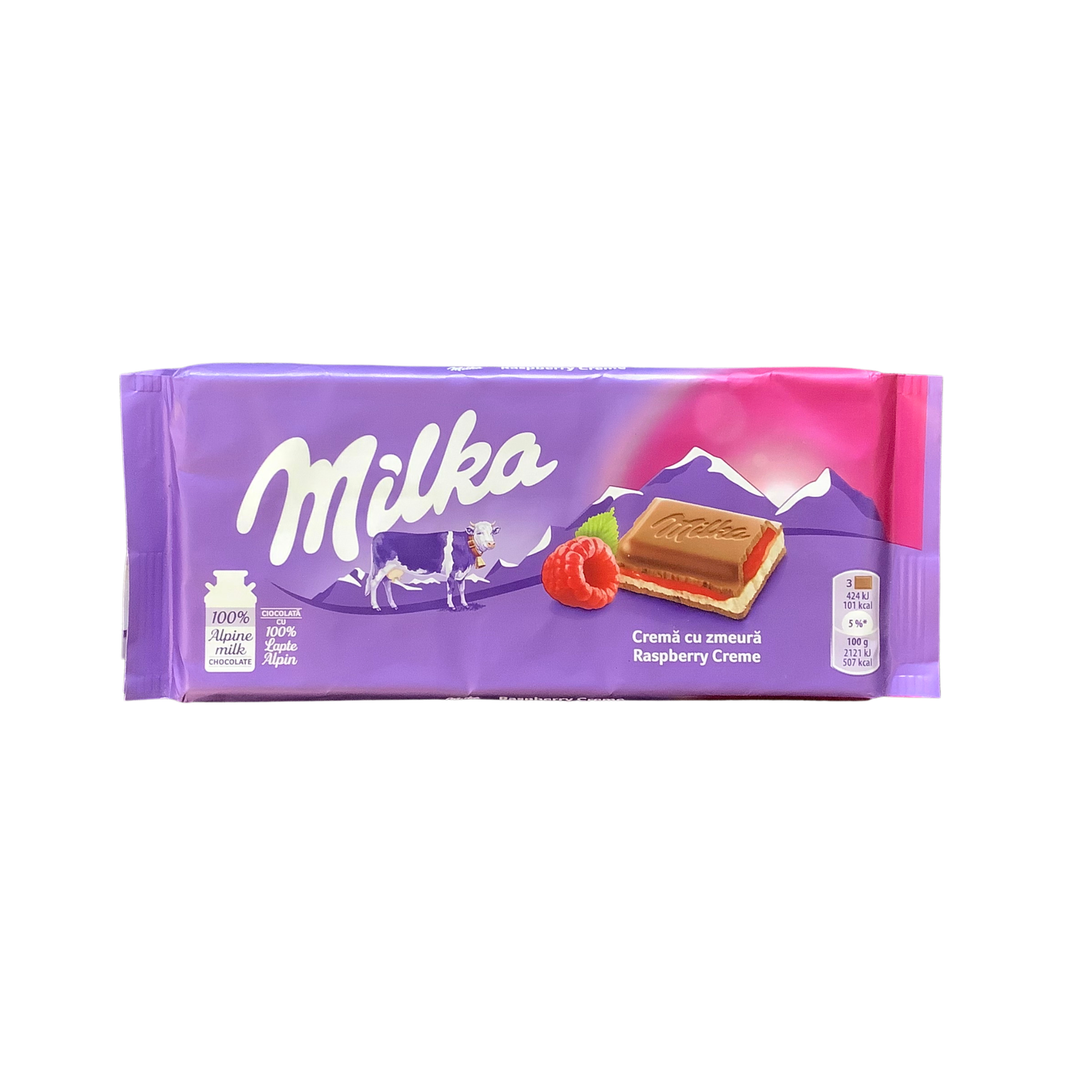 Milka Milk Chocolate Raspberry Creme100g