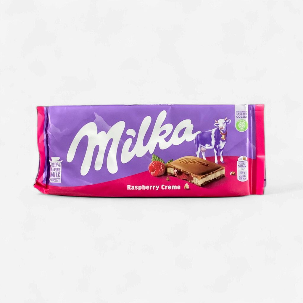 Milka Milk Chocolate Raspberry Creme100g