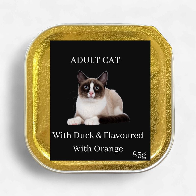 Cat Food With Duck &amp; Flavoured With Oranges Alu Tub 85g