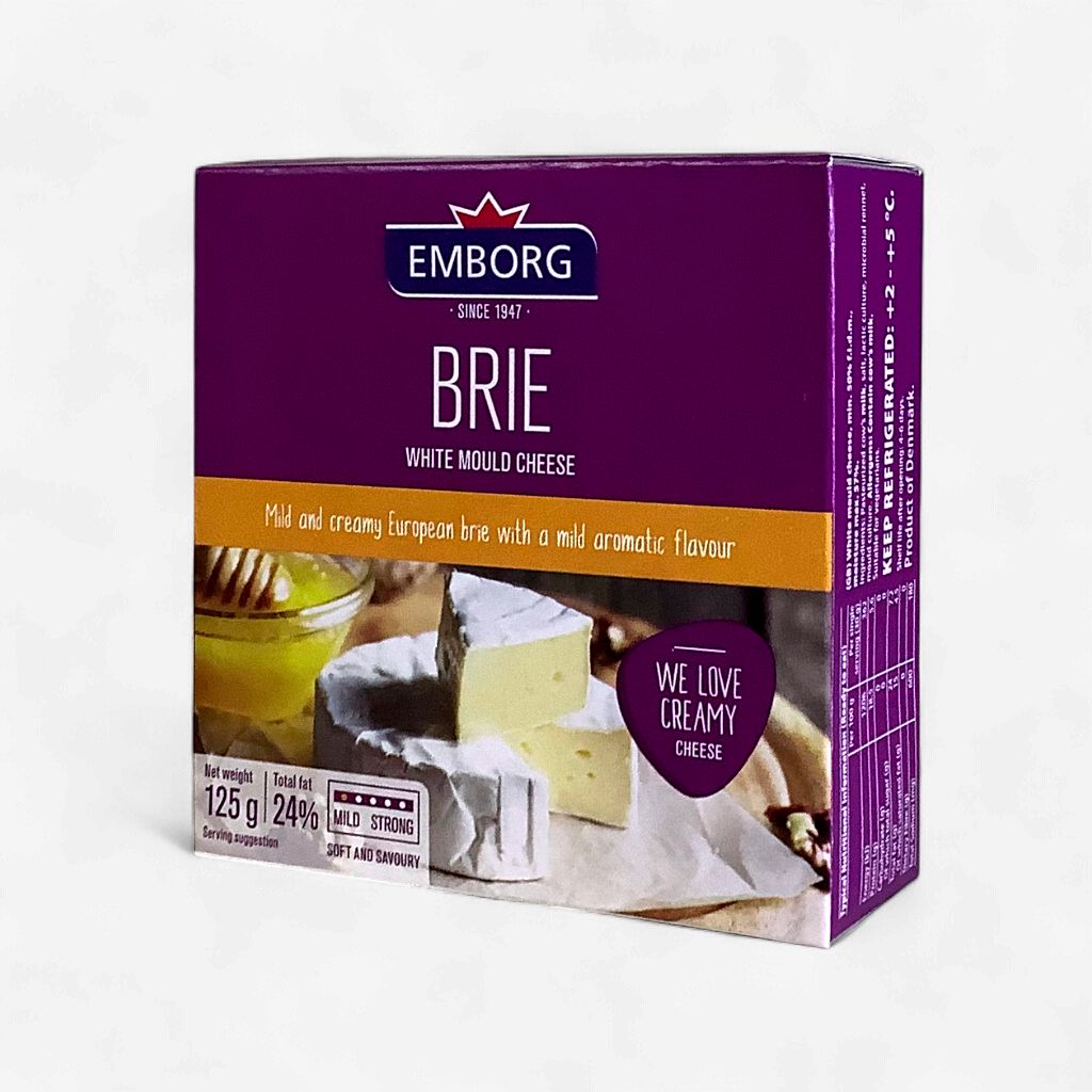 Emborg Brie White Mould Mild &amp; Creamy Cheese 125g
