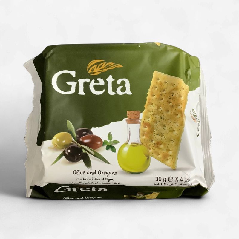 Greta Crackers Salted Olive &amp; Oregano 4 x 30g