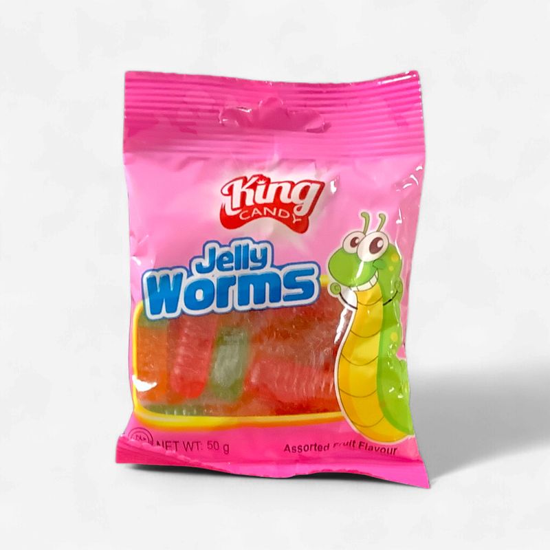 King Candy Jelly Worms  Fruit Flavours 50g