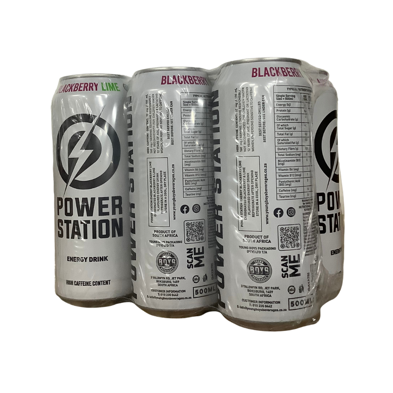 Power Station Blackberry Lime Energy Drink 6 x 500ml