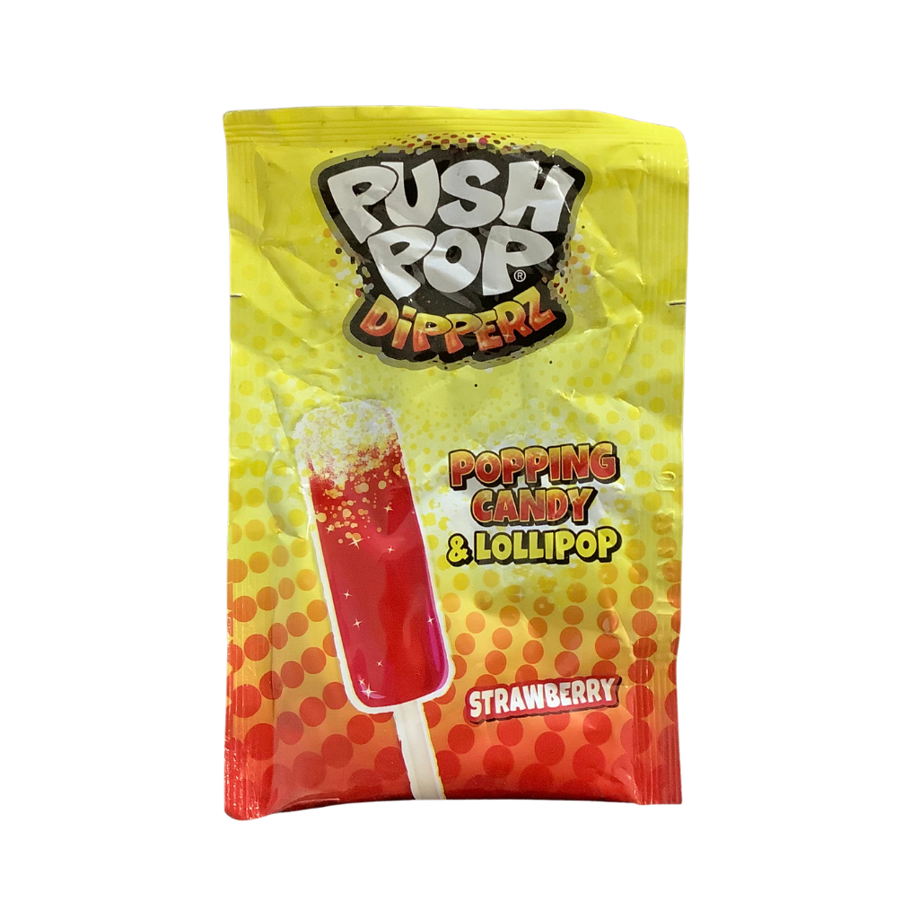 Push Pop Dipperz Popping Candy &amp; Lollipop Strawberry 12g