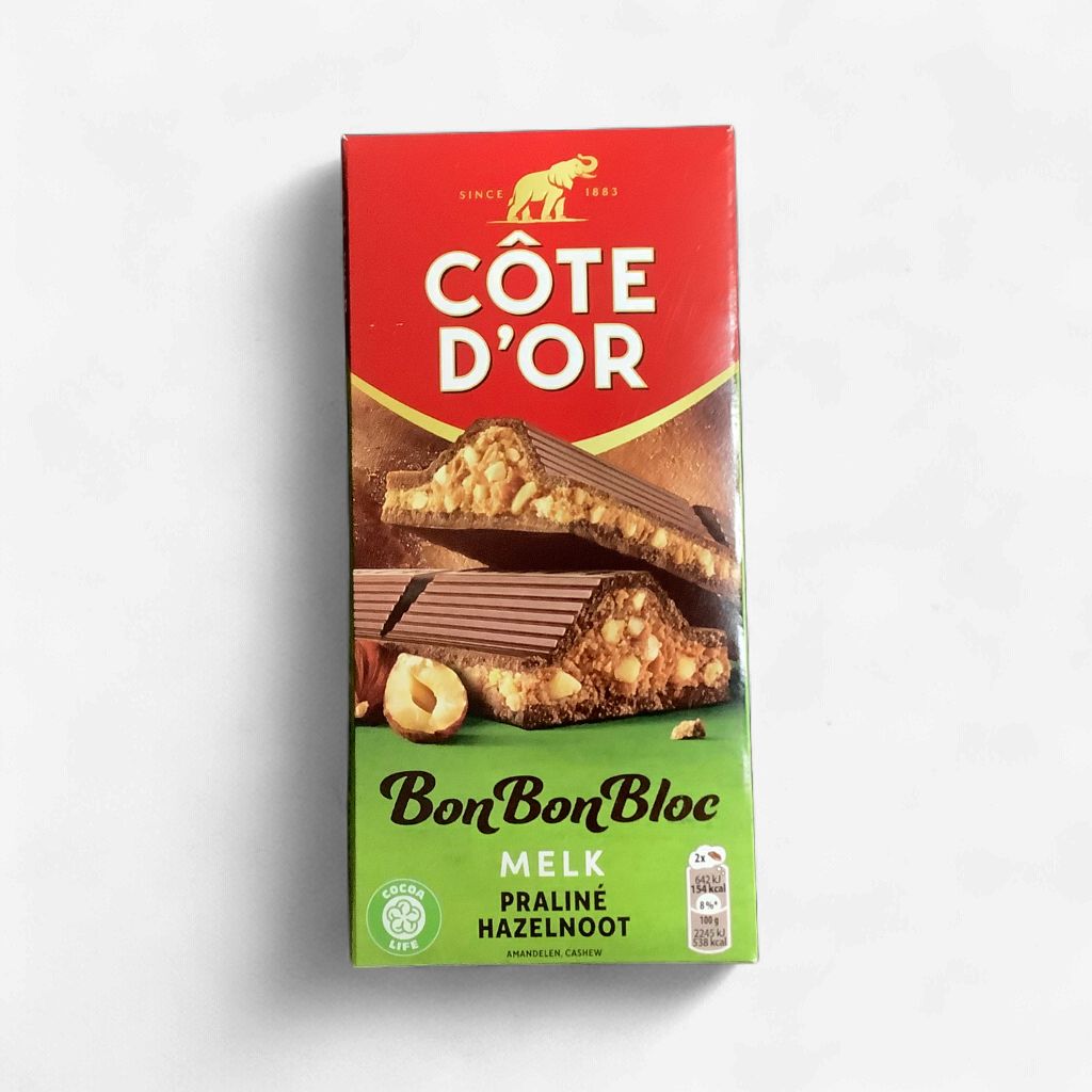 Cote D'Or Bon Bon Bloc Milk Praline with Hazelnut Pieces 200g