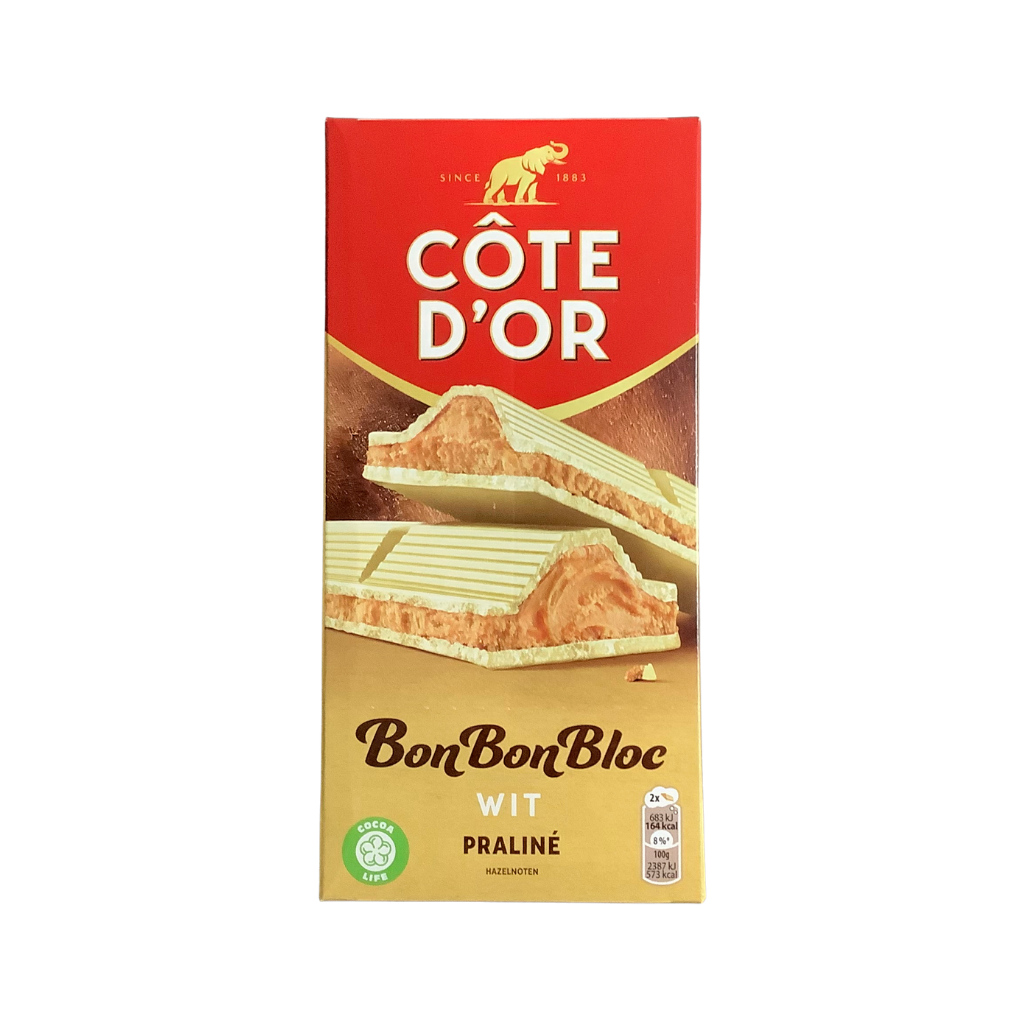Cote D'Or Bon Bon Bloc White Chocolate- Praline 200g
