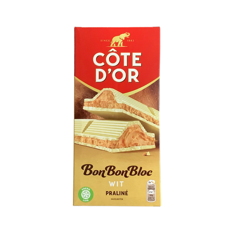 Cote D'Or Bon Bon Bloc White Chocolate- Praline 200g