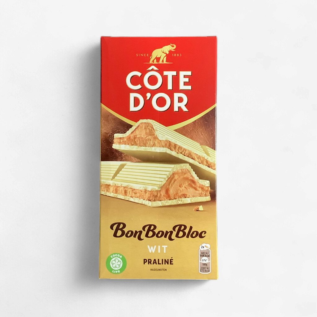 Cote D'Or Bon Bon Bloc White Chocolate- Praline 200g