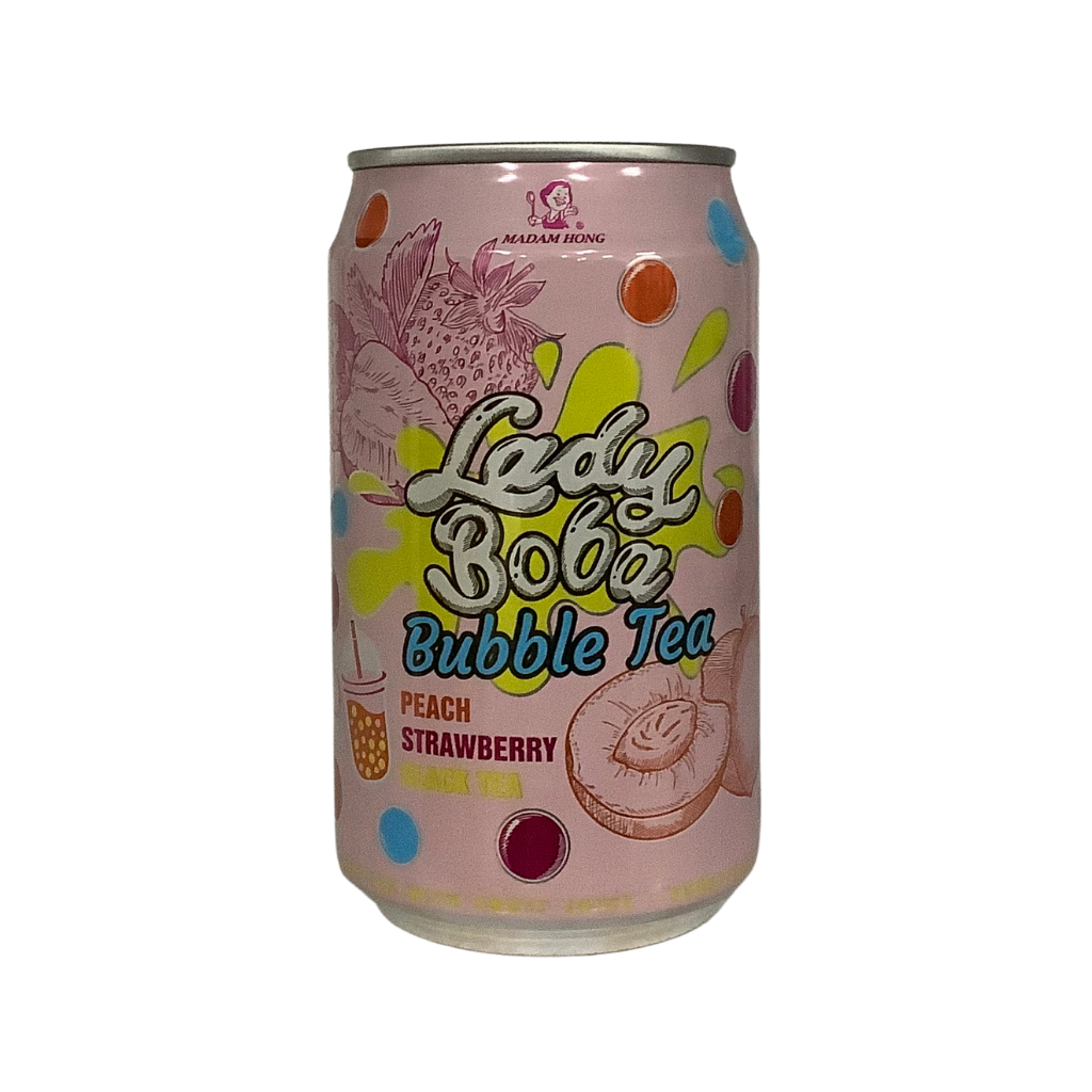 Lady Boba Bubble Tea Peach Strawberry Black Tea 320ml