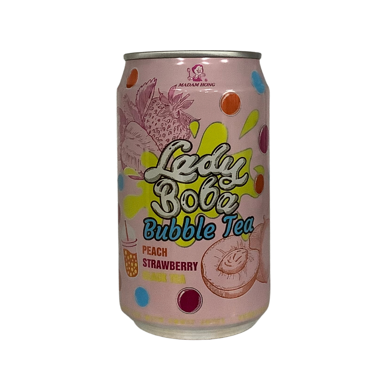 Lady Boba Bubble Tea Peach Strawberry Black Tea 320ml