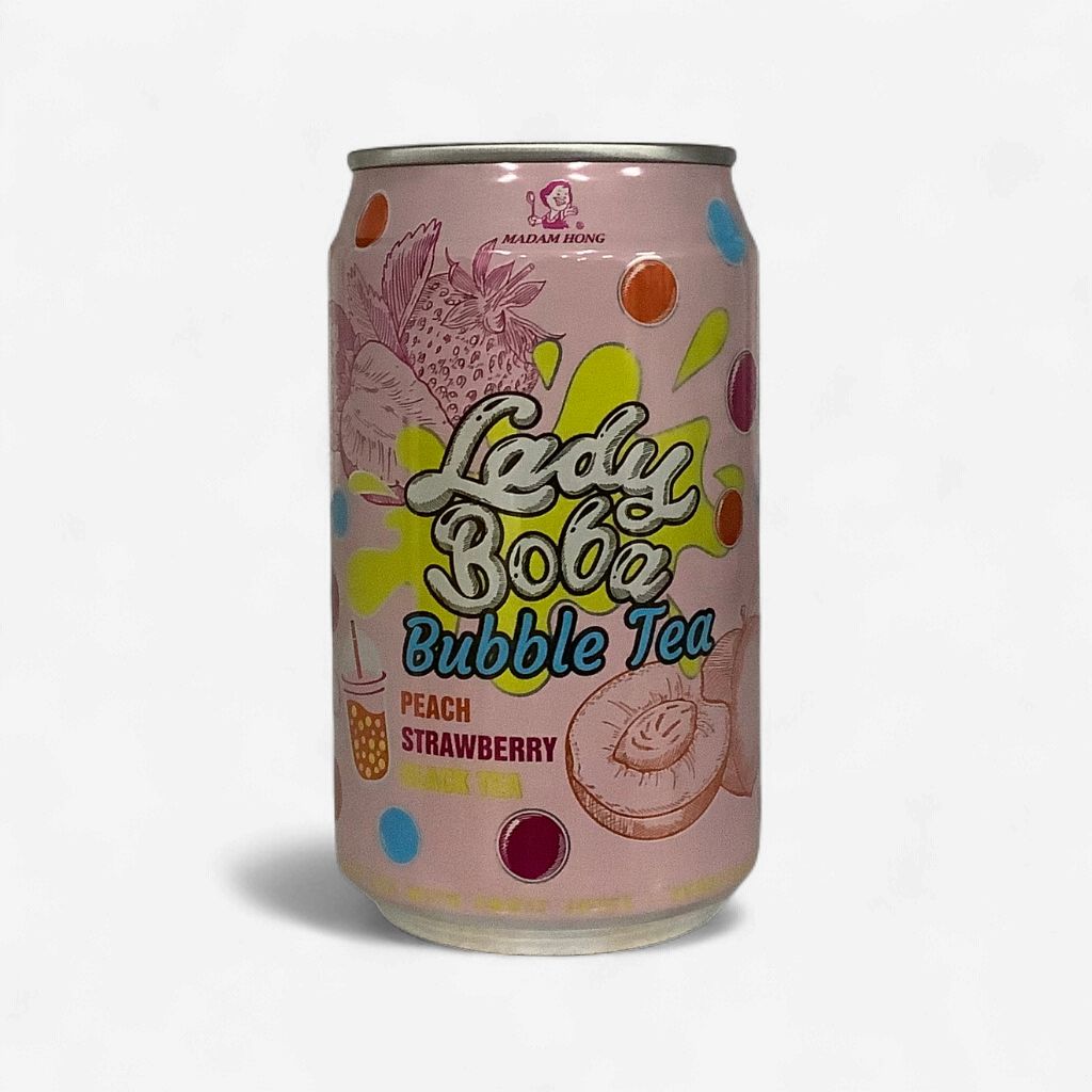 Lady Boba Bubble Tea Peach Strawberry Black Tea 320ml