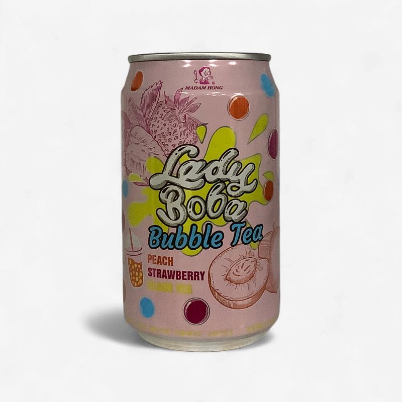 Lady Boba Bubble Tea Peach Strawberry Black Tea 320ml