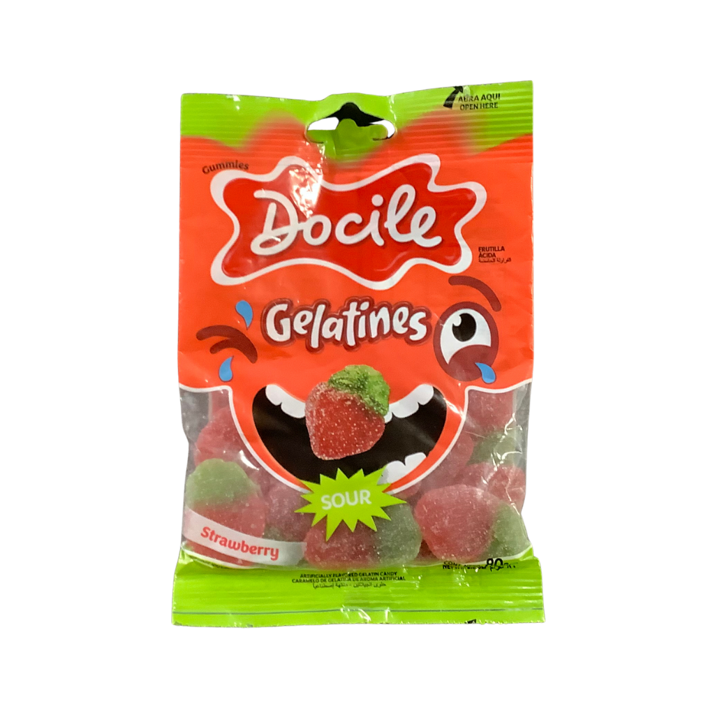 Docile Gelatines Strawberry Sour Gummies 80g