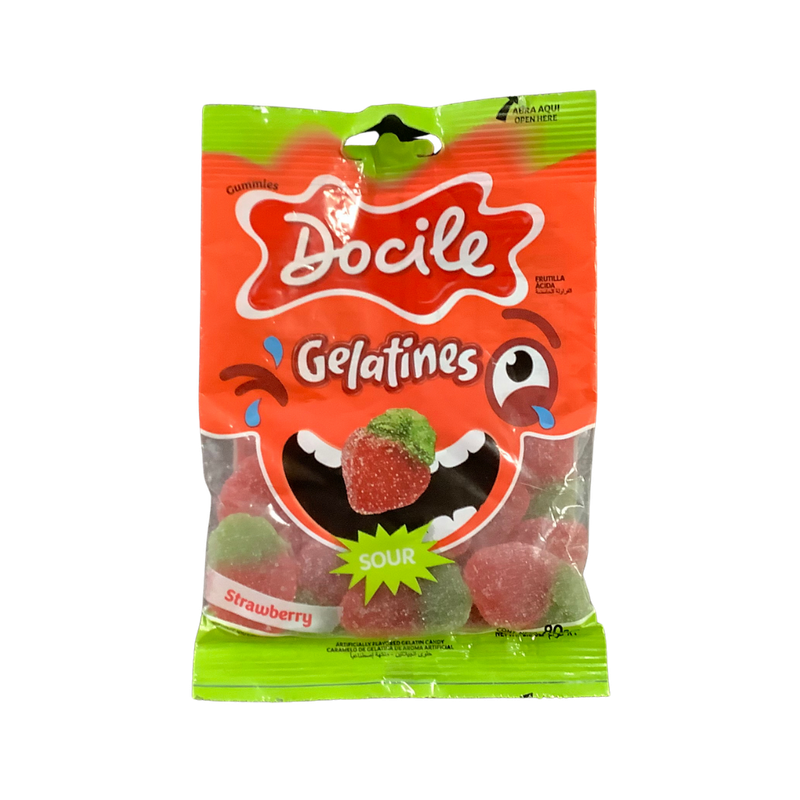 Docile Gelatines Strawberry Sour Gummies 80g