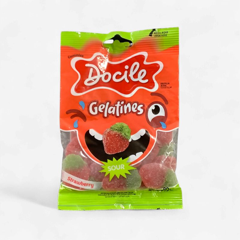 Docile Gelatines Strawberry Sour Gummies 80g