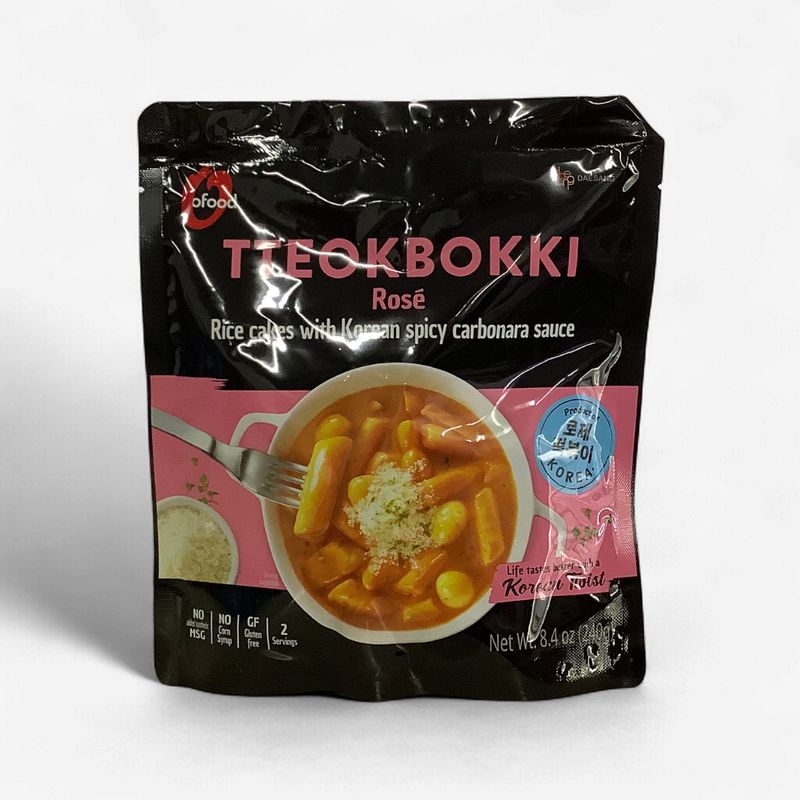 O'Food Tteobokki Rose Rice Cakes With Korean Spicy Carbonara Sauce 240g