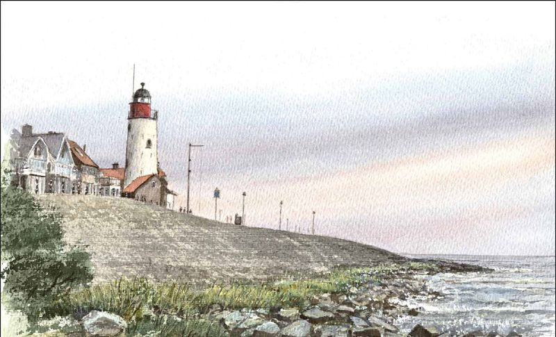 Kunstkaart vuurtoren Urk
