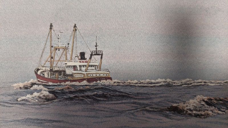 Kunstkaart kotter vaart uit