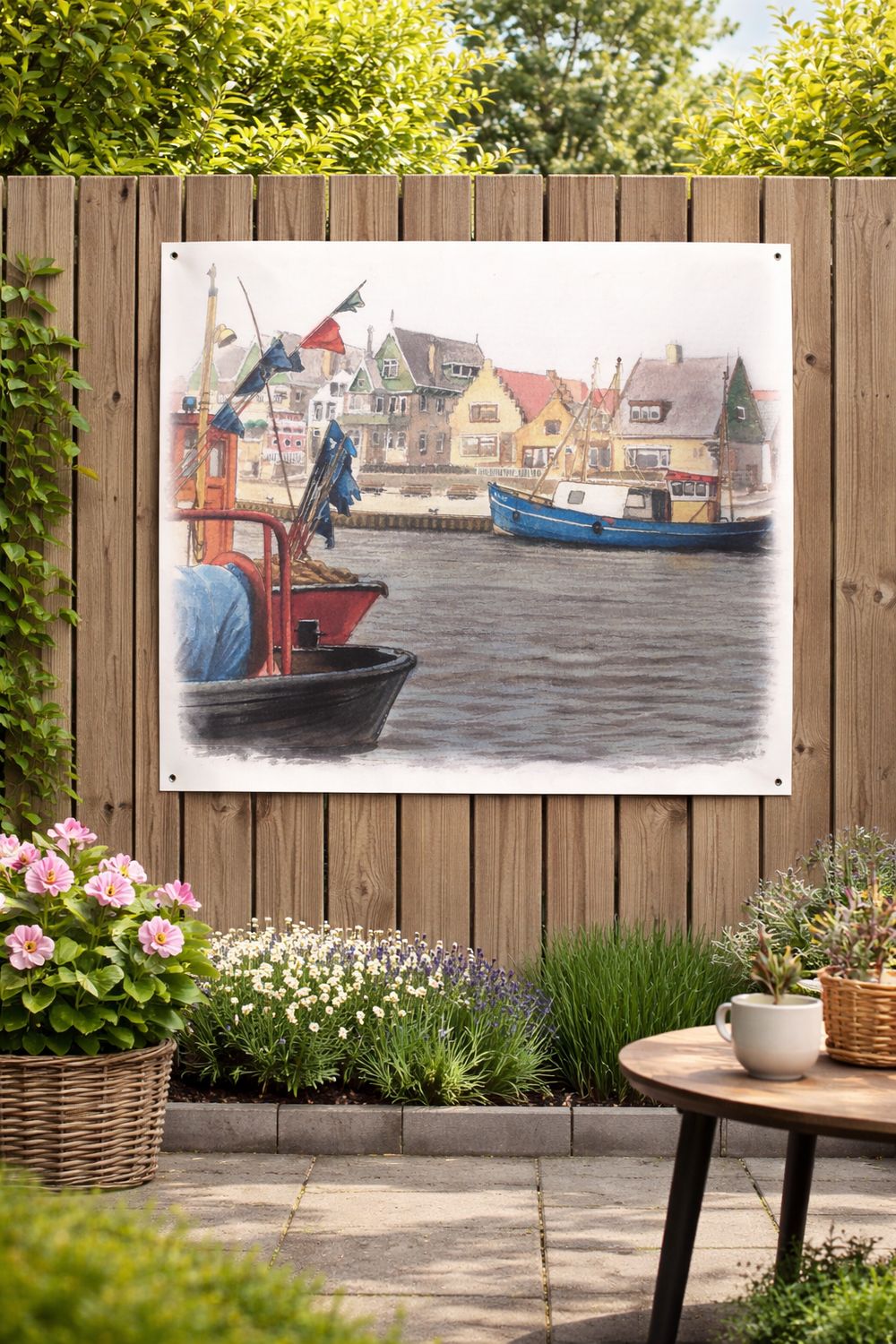 Kotter in haven (936) Urker tuinposter - 80x110