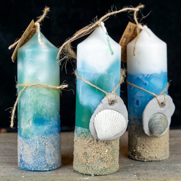 Aqua kaars met schelphanger